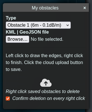 My obstacles dialog box
