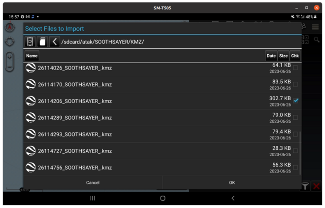 ATAK file import KMZ list